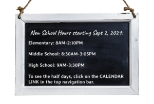 School start times on a chalk board